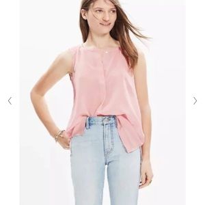 Madewell Blush Pink Silk Button Tank Sz S